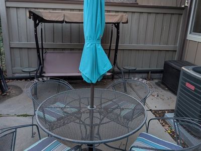 metal patio table with 4 chairs