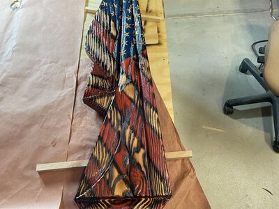 Hand Crafted Wooden American Draped Flag