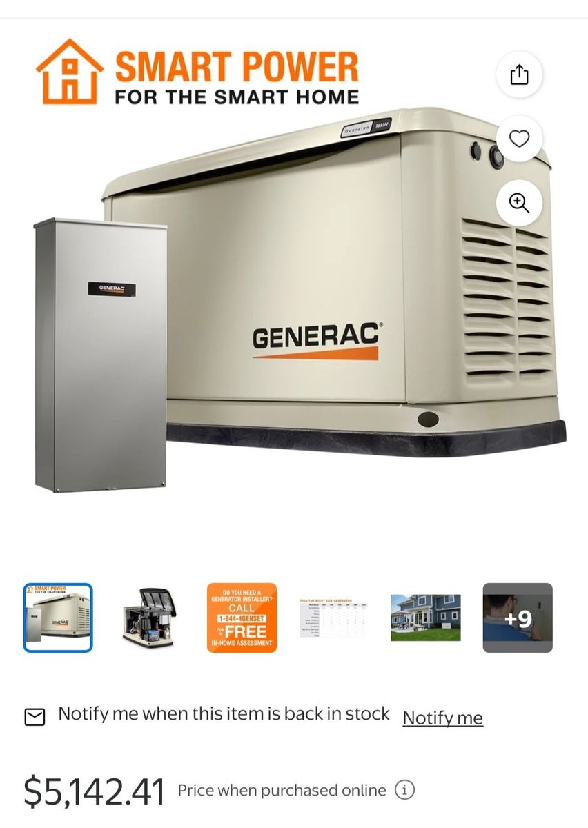 Generac Guardian 16kW Home Standby Generator - Automatic Whole House Power Backup