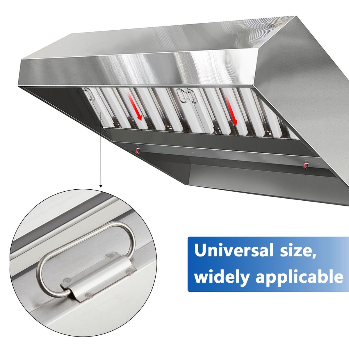 Hood Filters 19.5" x 15.5", Pack of 6, 430 Stainless Steel 5-Groove Baffle Filters for Restaurant Kitchen Commercial Exhaust Hoo