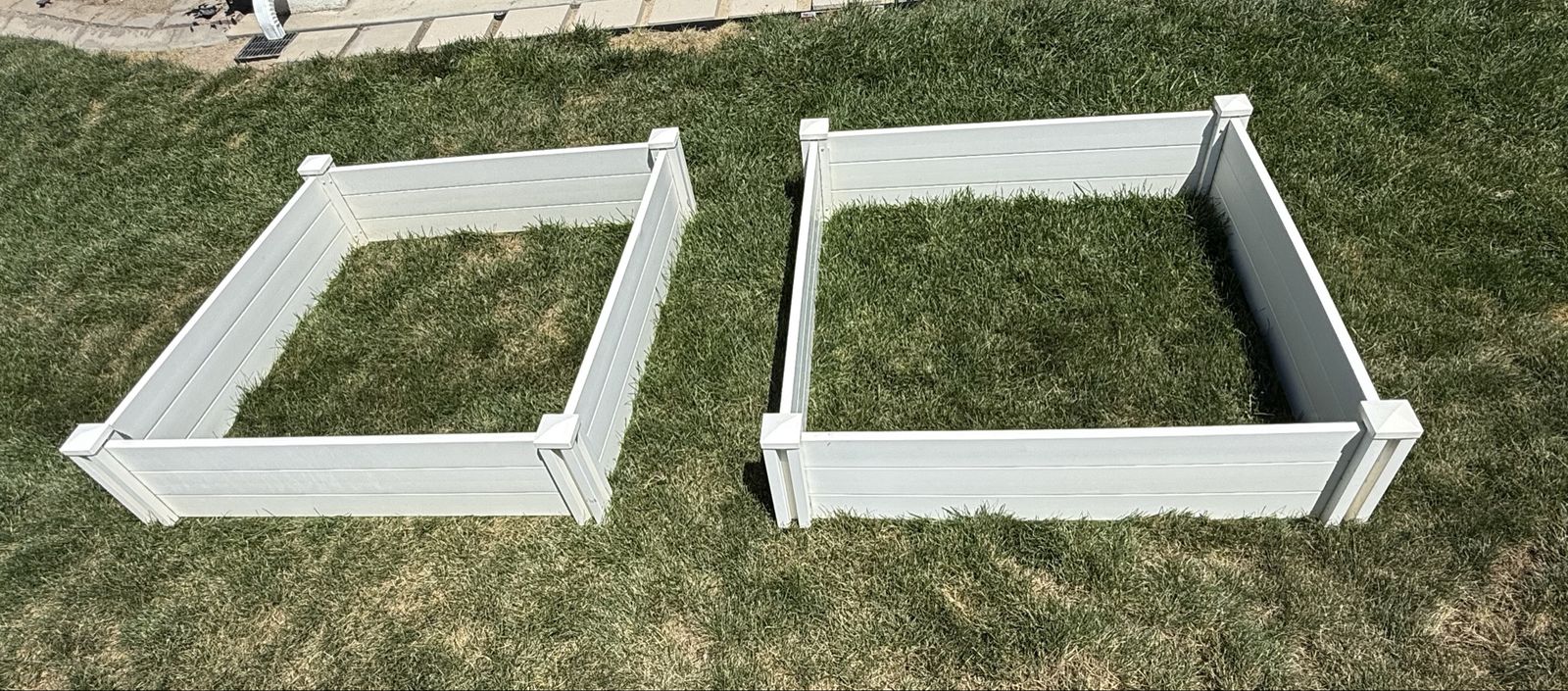 Pair of White Square Raised Garden Beds