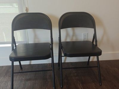 Set of 2 Black Metal Folding Chairs
