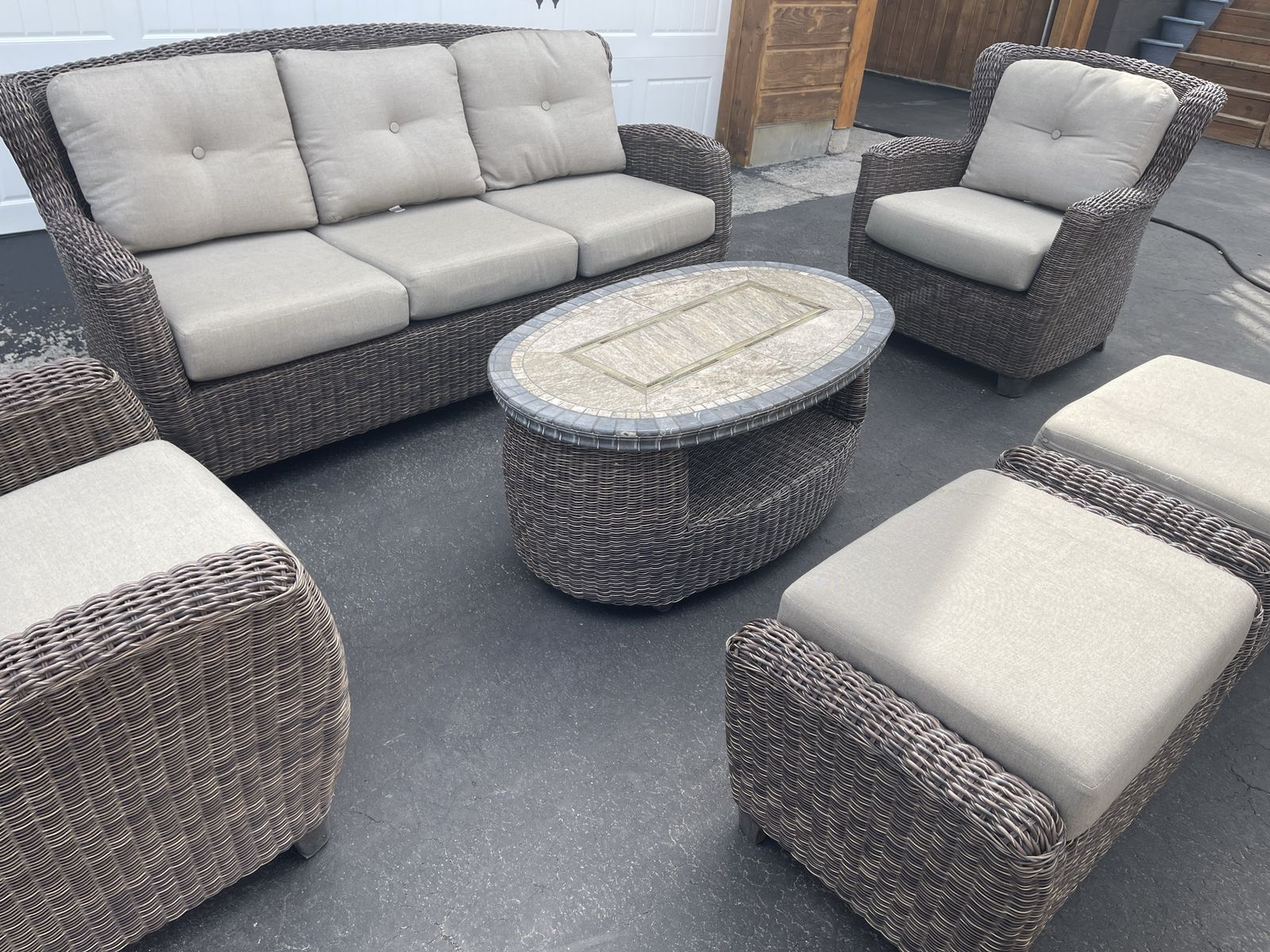 Wicker 6 Pc Patio Set