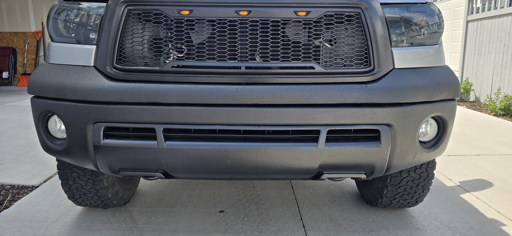 07-13 Toyota Tundra Front Bumper, Top Valance and Lower Valance-  Line-X Black, Fog Light Compatible