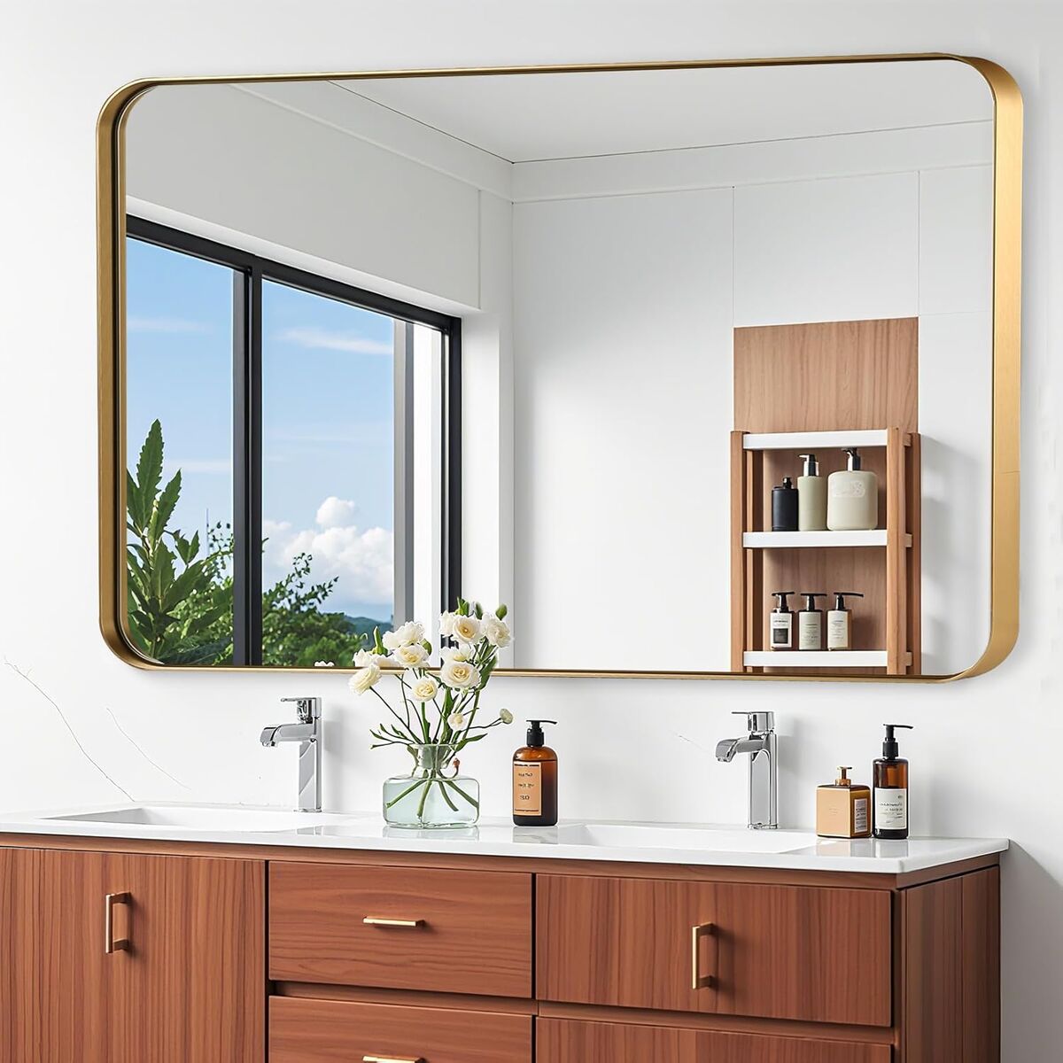 Gold Alloy Frame Mirror 30x48 in