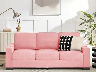 PVWIIK 83.86" Corduroy Fabric Sofa,Loveseat Modern Compressed Couch,3-Seater Futon Sofa, Furniture for Apartment,Living Room,Bed