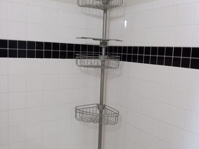 Shower caddy corner tension pole nickel colored