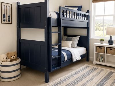 Pottery Barn Navy Bunk Bed – Complete Setup – $875
