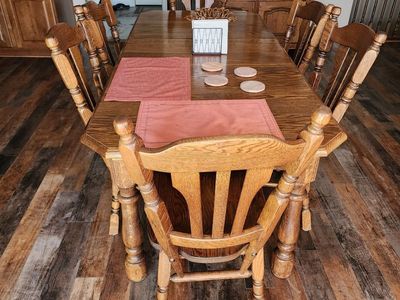 Solid Wood Dining Table with 6 Chairs and extensions - solid Oak