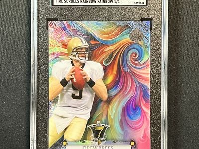 Drew Brees 1/1 SGC 9 Mint New Orleans Saints 2024 Wild Card 7 Card Studs Fire Scrolls Rainbow