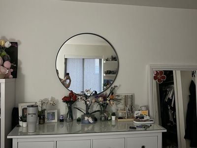 IKEA Round Wall Mirror with Black Metal Frame