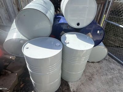 Used 55 Gallon Metal Drums - Storage, Rain Barrels, Project Ready (Lot of 10+)
