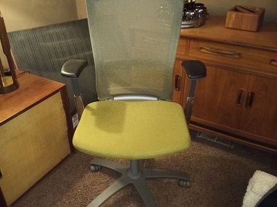 Knoll 'Life' office chair in a sage/green mesh and matt aluminum base