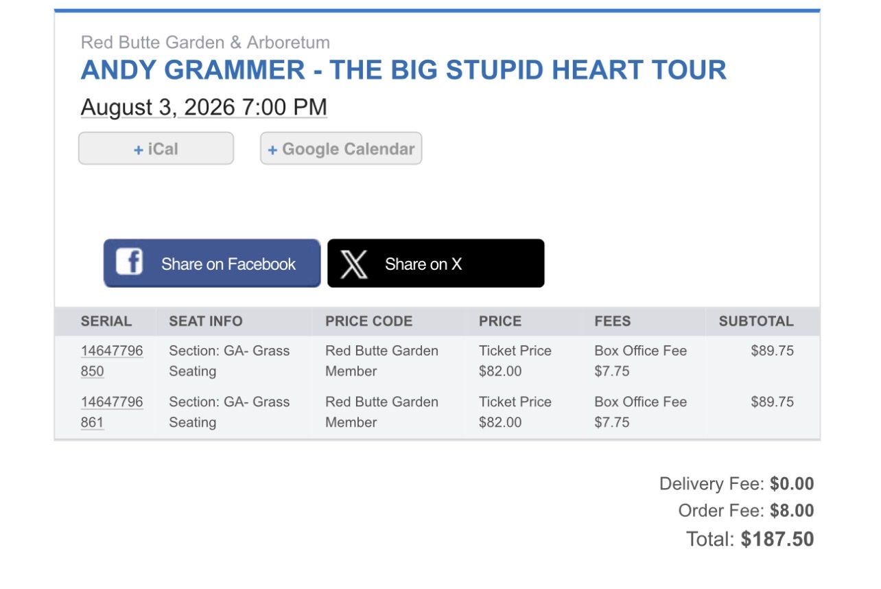 2 PDF Andy Grammer Tickets