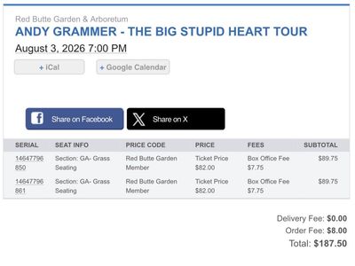 2 PDF Andy Grammer Tickets