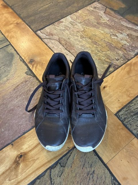 Like New Ecco Men's Dark Brown Biom Yak Leather Golf Shoes Size EU44 or US10.5