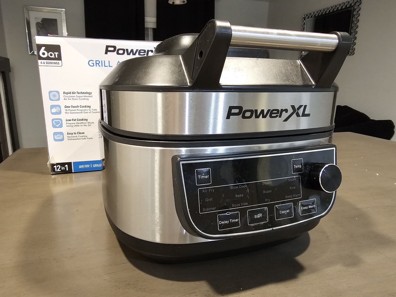 The PowerXL Grill Air Fryer Combo in Silver. Its in great condition $25
