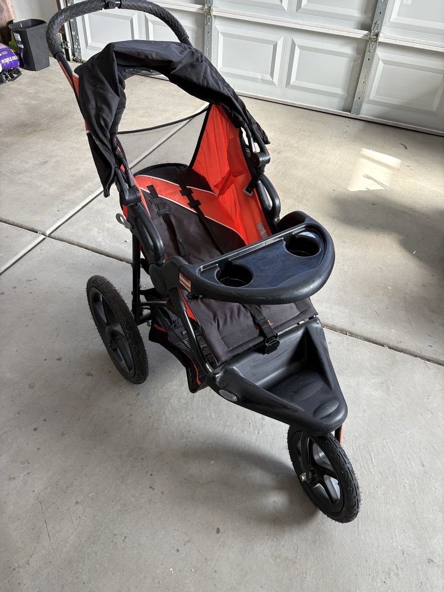 Baby Trend Expedition Jogger Stroller - Orange & Black, All-Terrain, with Parent Tray