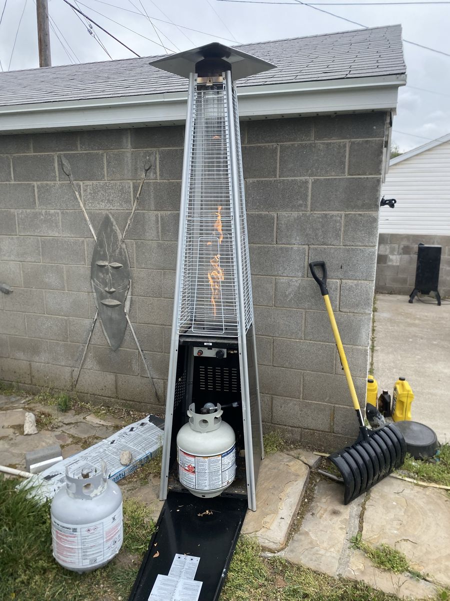 Outdoor Propane Pyramid Patio Heater & Fire Pit Table Set - Perfect for Entertaining