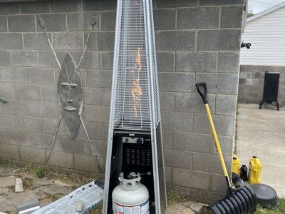Outdoor Propane Pyramid Patio Heater & Fire Pit Table Set - Perfect for Entertaining