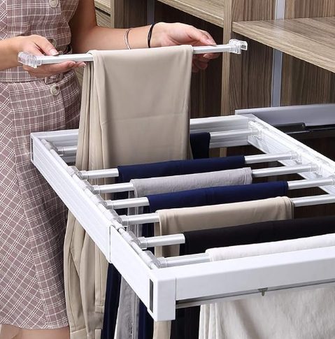 DAMPING SERIES Wardrobe Sliding Trousers Rack - Space-Saving Pant Hanger System-Section A