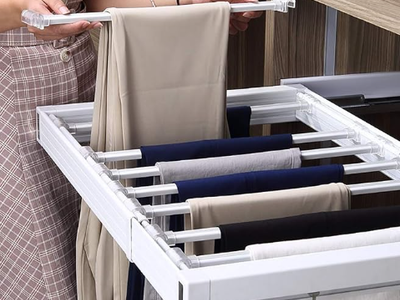 DAMPING SERIES Wardrobe Sliding Trousers Rack - Space-Saving Pant Hanger System-Section A