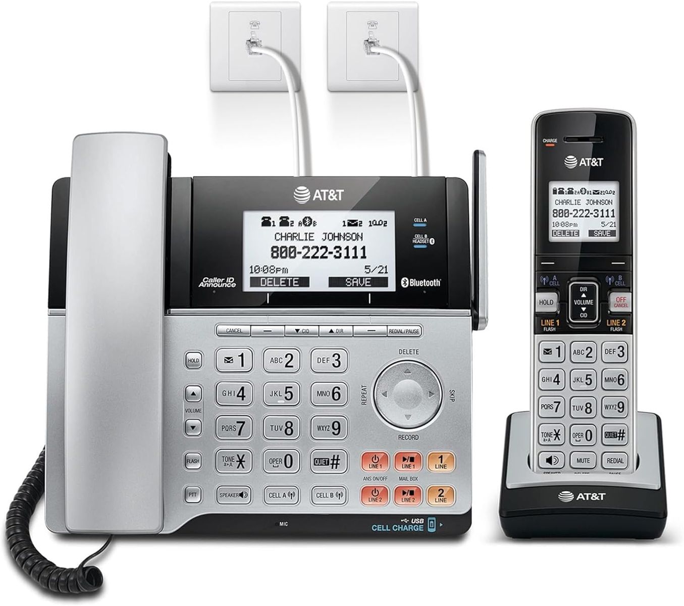 AT&T TL86103, 2-line phone w/answering machine,