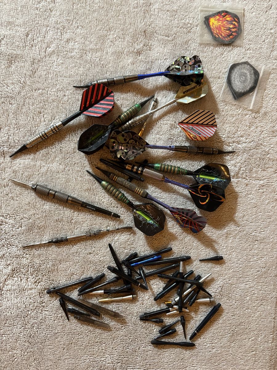 Sportcraft & Unicorn Dart Lot - Steel Tip Darts with Extra Shafts & Flights