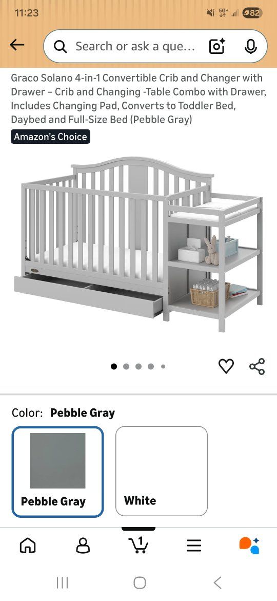 Baby Crib with changing table