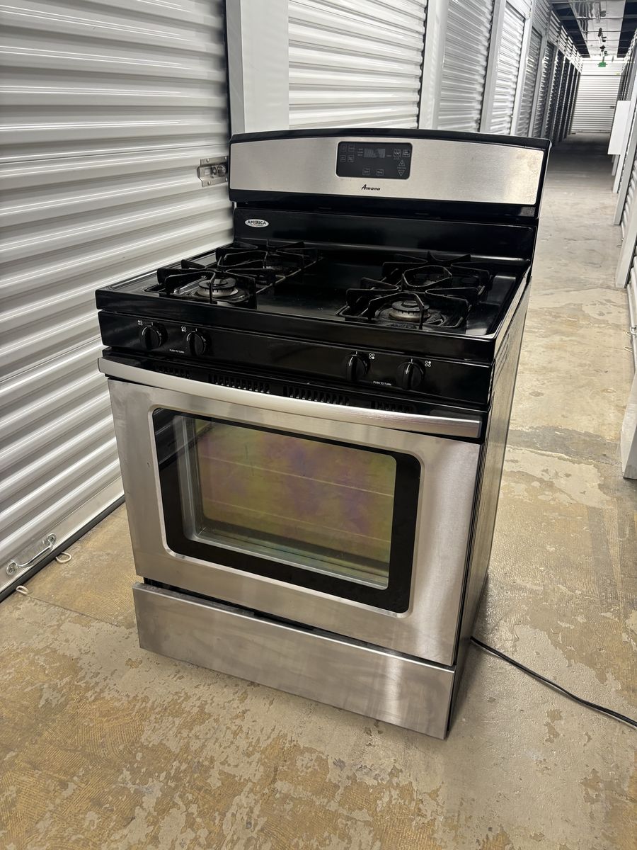 Amana Gas Range Stove in Stainless Steel and Black