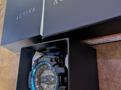 Activa Black/Blue Digital Sports Watch - Water Resistant, Compass, Altimeter, New in Box