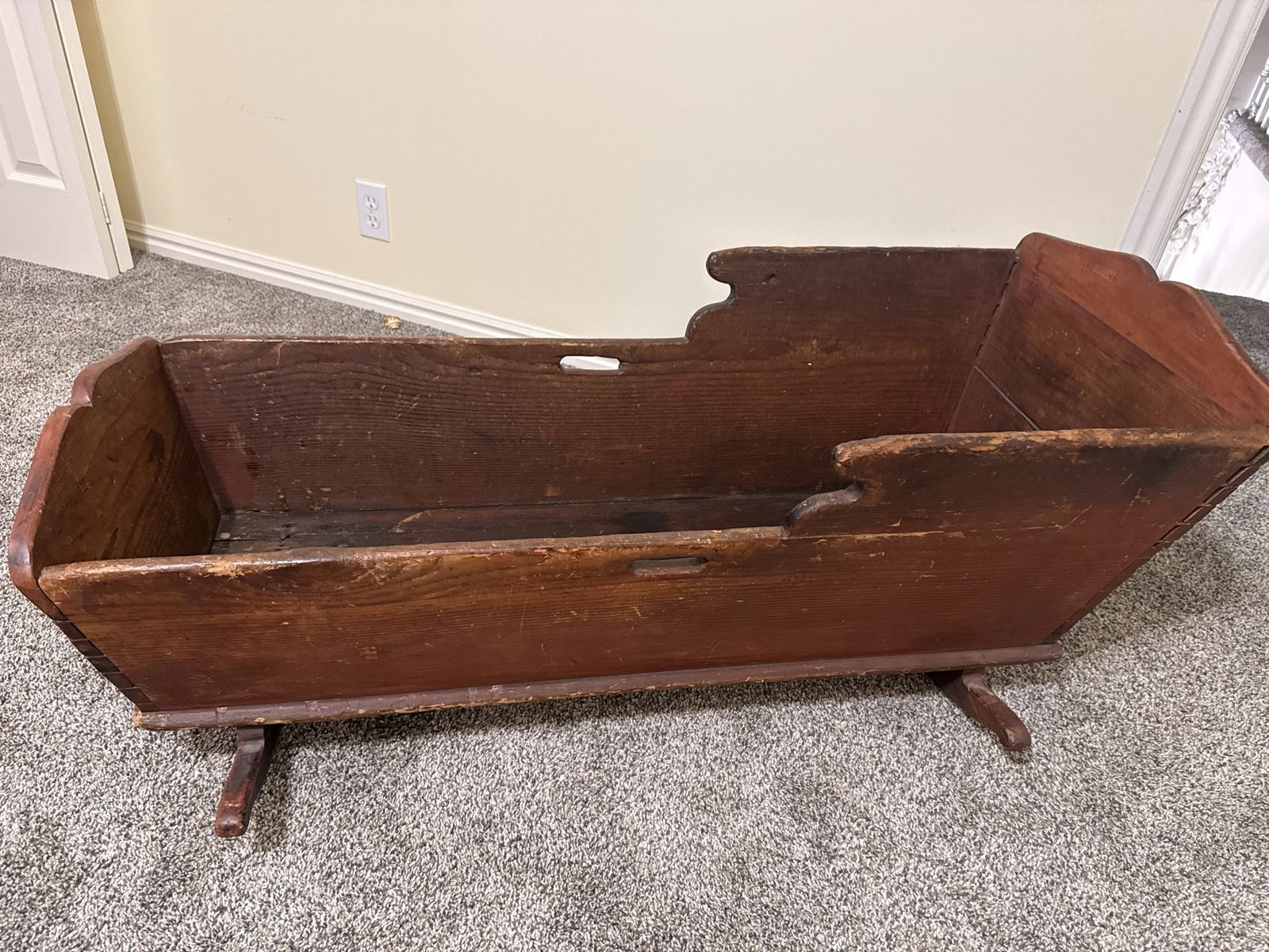 Antique Wooden Baby Cradle / Bassinet - Rustic Distressed Finish, Vintage Nursery Decor