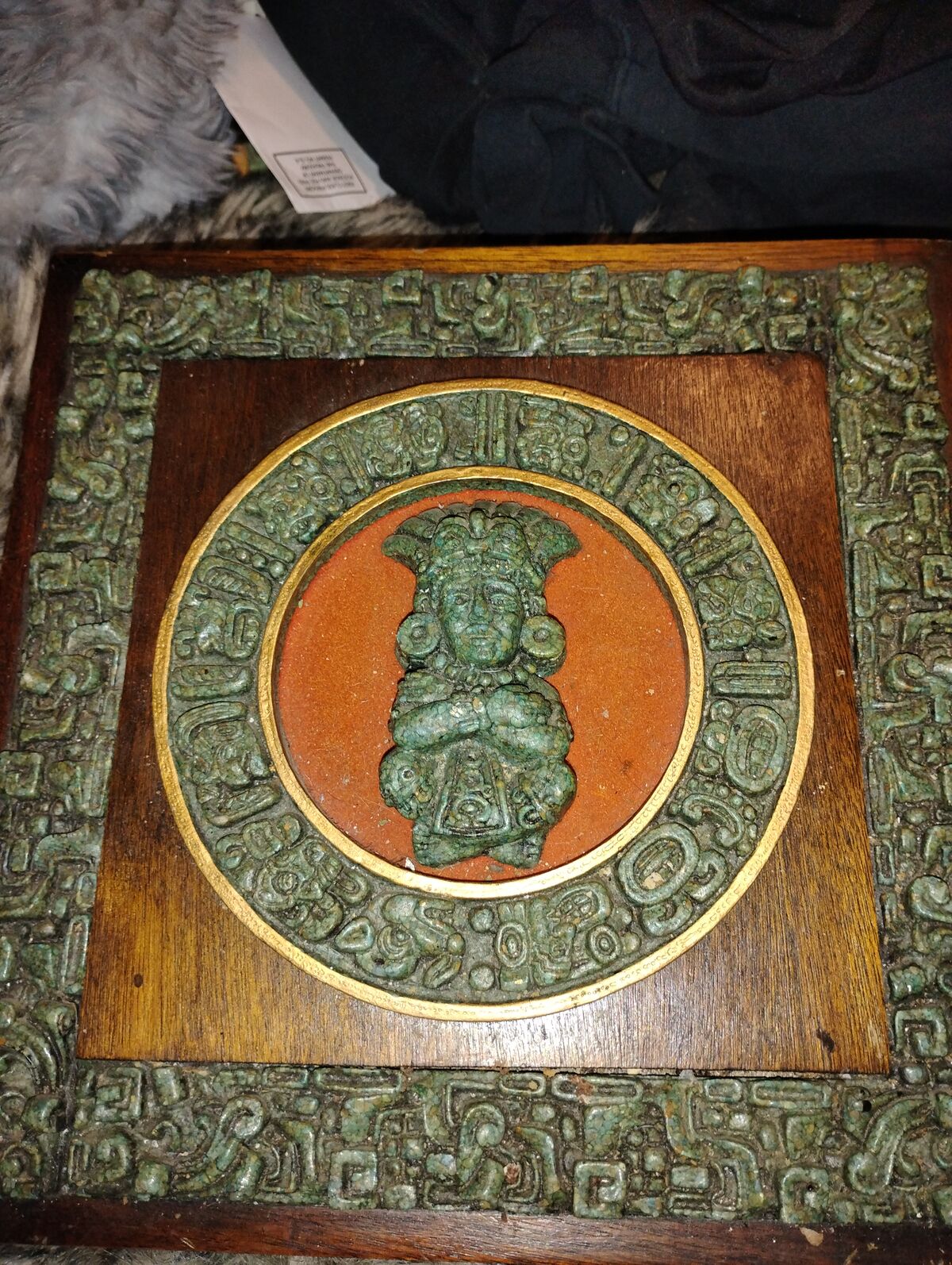 Vintage zerebski myan or Aztec wall plaque