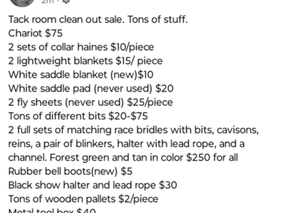 Tack room clean out sale