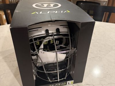 Box Lacrosse Warrior Fatboy Alpha Pro Helmet with Silver Cage - Size Large - White