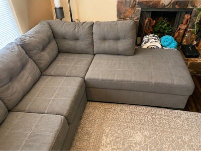 Grey L shaped couch