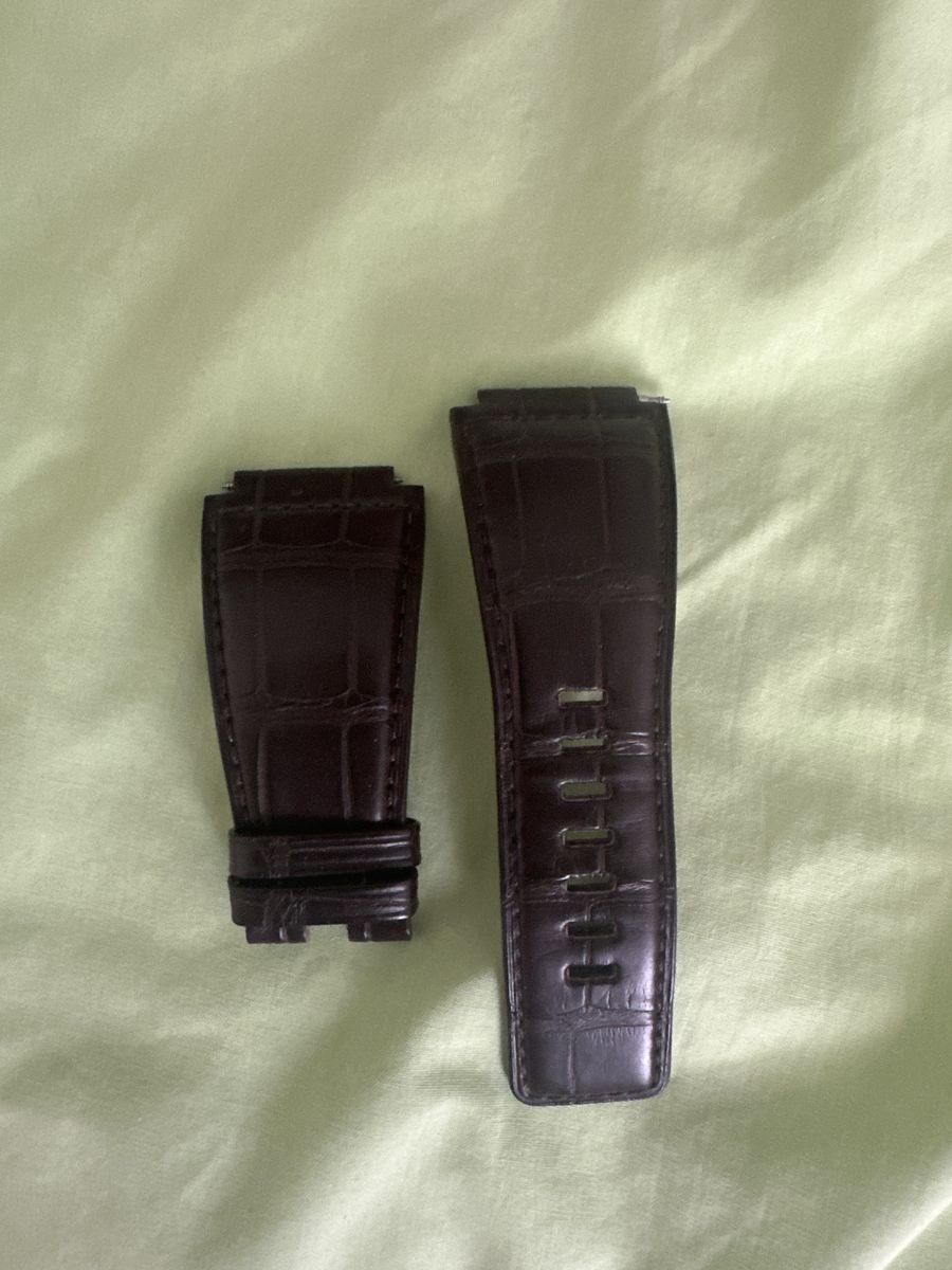 Dark Brown Alligator Grain Leather Watch Band Strap (22mm)
