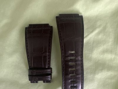 Dark Brown Alligator Grain Leather Watch Band Strap (22mm)
