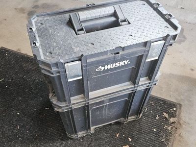 Husky Connect 2-Piece Stackable Mobile Tool Box Organizer System with Wheels