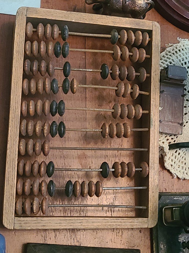 Antique Wooden Abacus Calculating Tool with Wood Frame