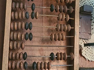 Antique Wooden Abacus Calculating Tool with Wood Frame