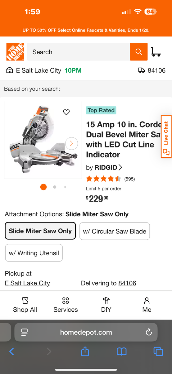 Used Rigid model R4113 Miter saw