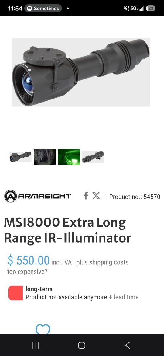 Armasight MSI8000 Extra Long Range IR Illuminator & Flashlight