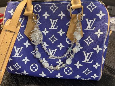 Louis Vuitton Monogram Blue & White Handbag with Strap and Pouch