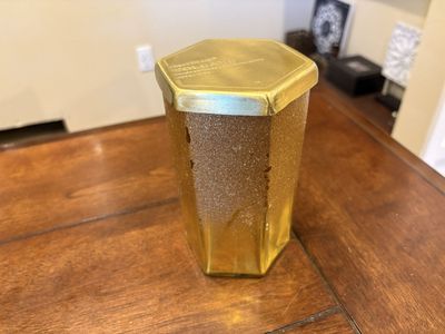 New Volcano Candle in Gold Hexagon Glass Jar