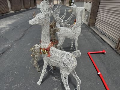 Set of Lighted Silver Gold Mesh Reindeer Christmas Yard Decorations