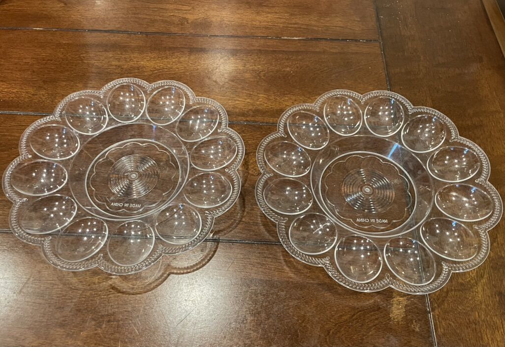 2 Vintage Heavy Plastic Deviled Egg Trays