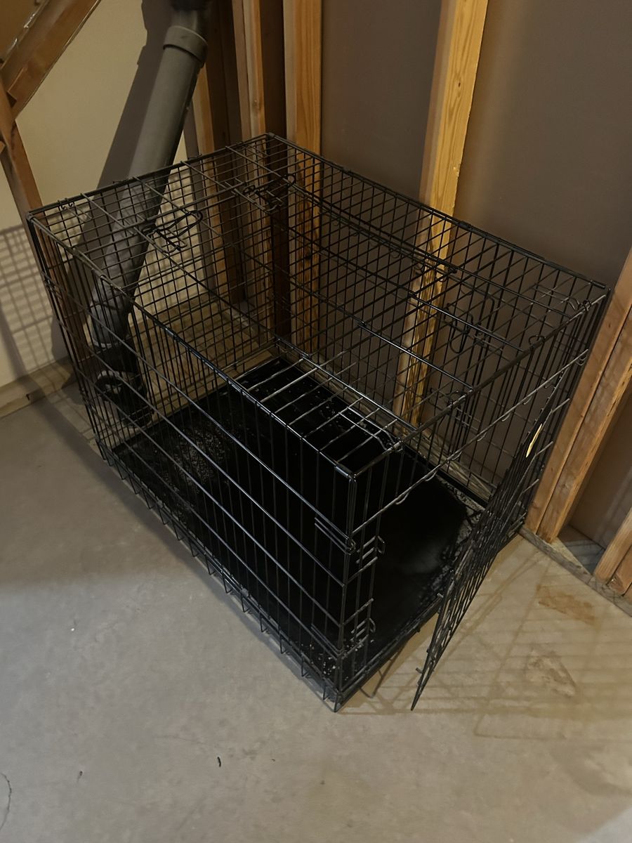 Black Wire Dog Crate with Tray - Used, Good Condition, Medium Size