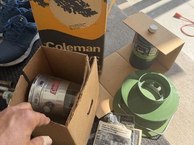 Vintage Coleman 5114-708 Propane Camping Lantern - New Old Stock with Original Box & Manual