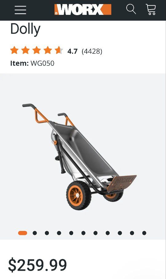 New Worx Aerocart Steel Wheelbarrow